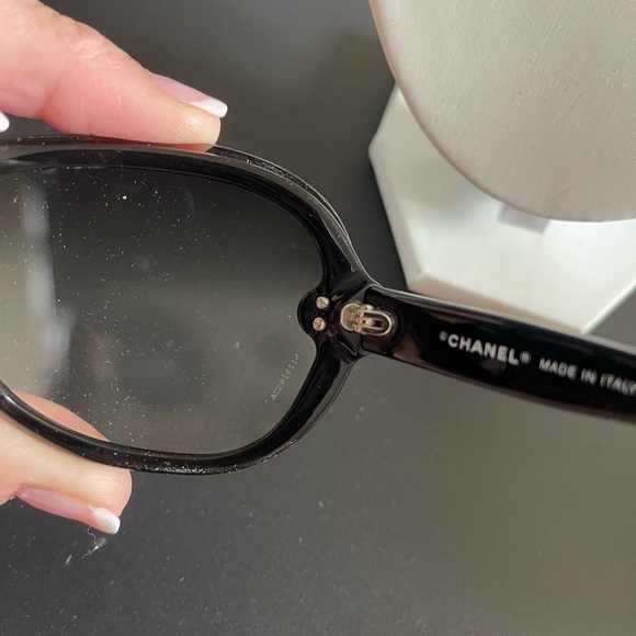 CHANEL Black Eyeglasses Rectangular Frame Clear Lenses - Picture 2 of 6